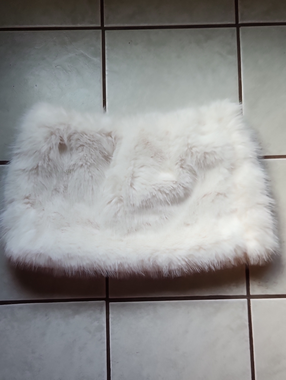 Faux Fur Mini Skirt in Cream - Brand Unspecified